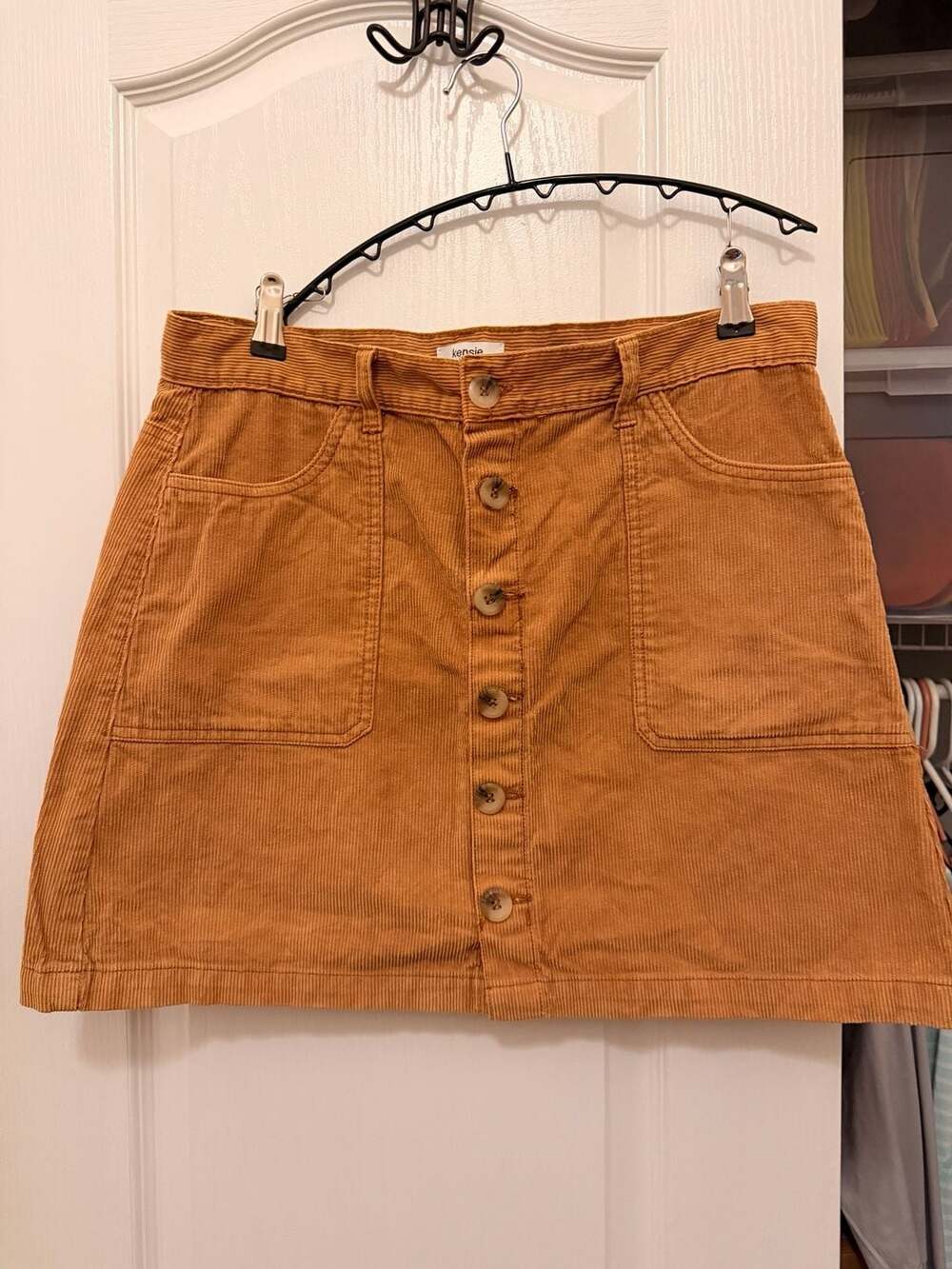 Kensie Jeans The Skirt Brown Corduroy Button Front Mini Skirt